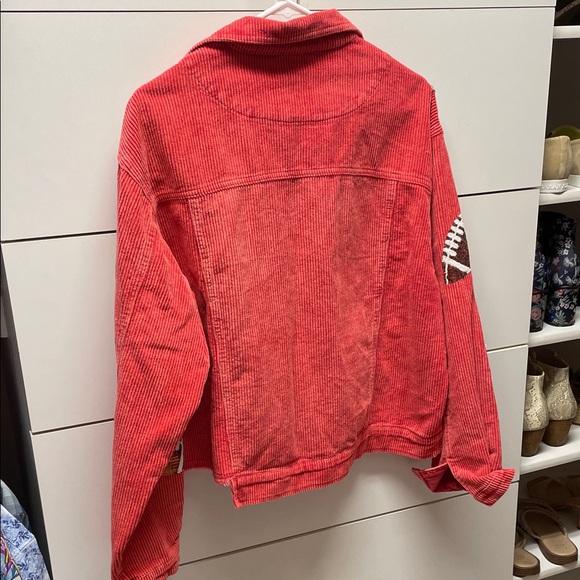 Red Corduroy Jacket with Football Patches - Picture 2 of 3